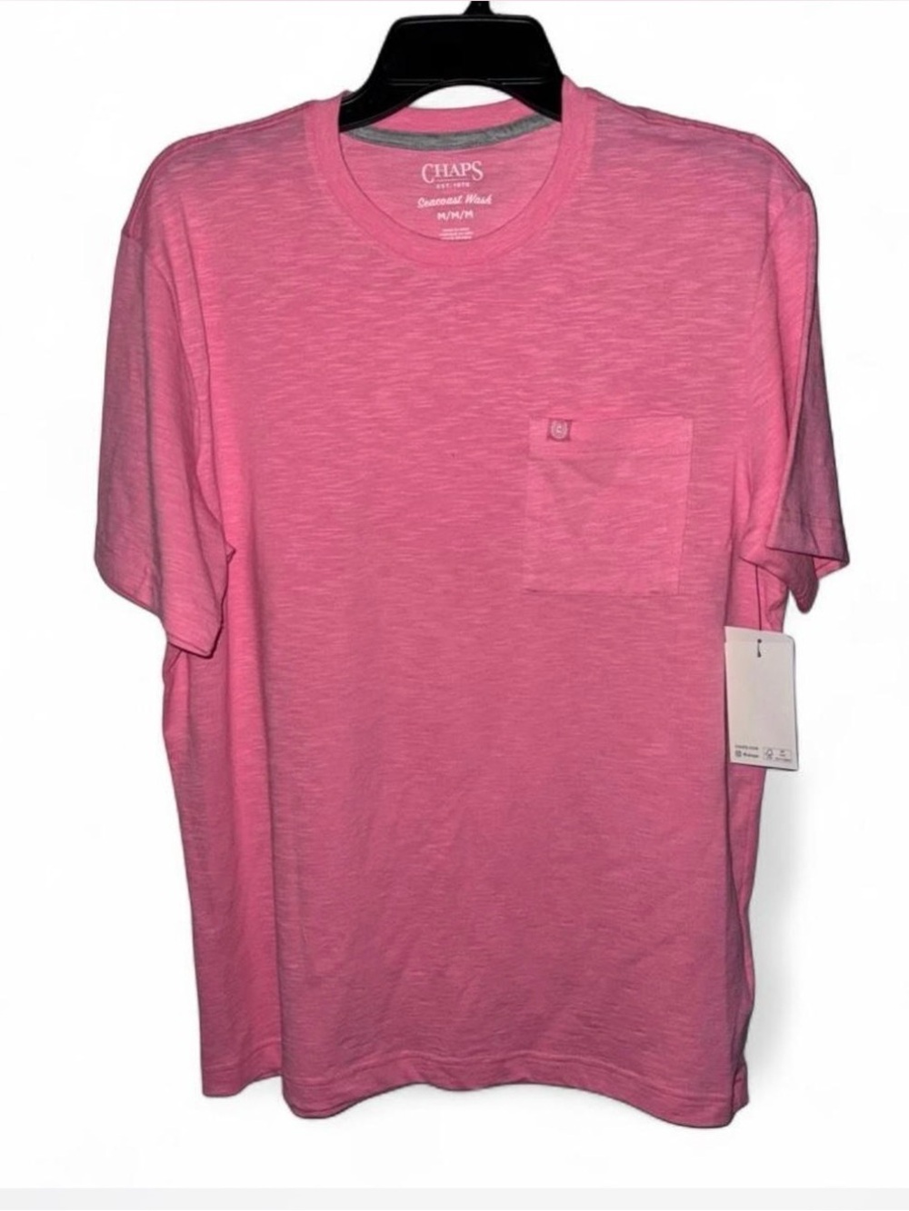 Chaps Men's Medium Pink Pocket T-Shirt NWT Seacoast Wash Slub Jersey Short Slv - Picture 1 of 6